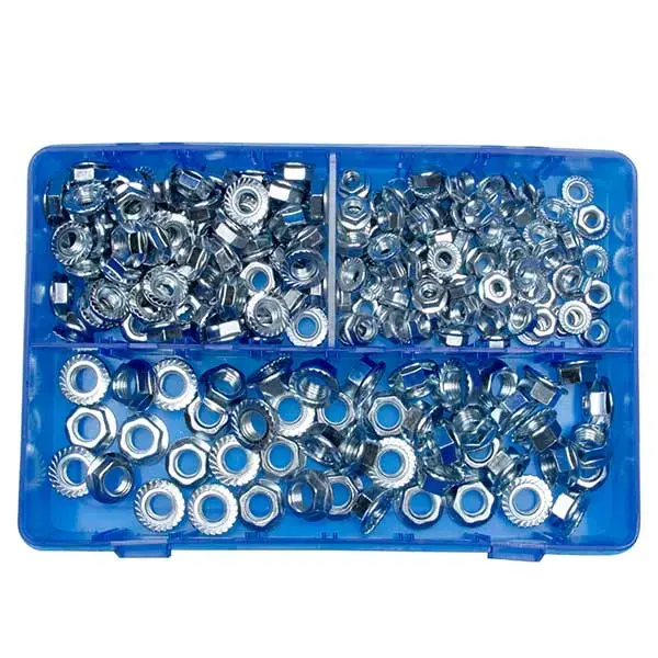 Pearl Box Of 225 Assorted Flange Nuts Metric M6M10