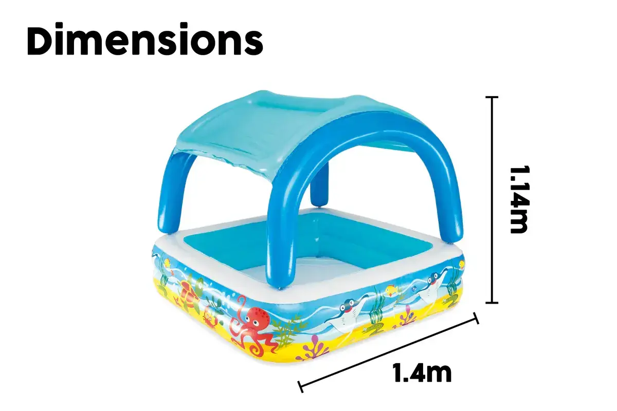 Bestway Beach Buddy Removable Canopy Paddling Pool 1.40m x 1.40m x 1.14m 52192