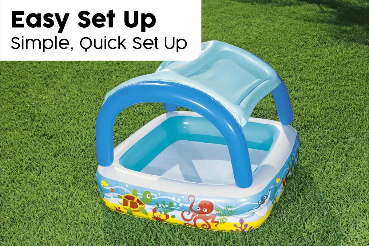 Bestway Beach Buddy Removable Canopy Paddling Pool 1.40m x 1.40m x 1.14m 52192