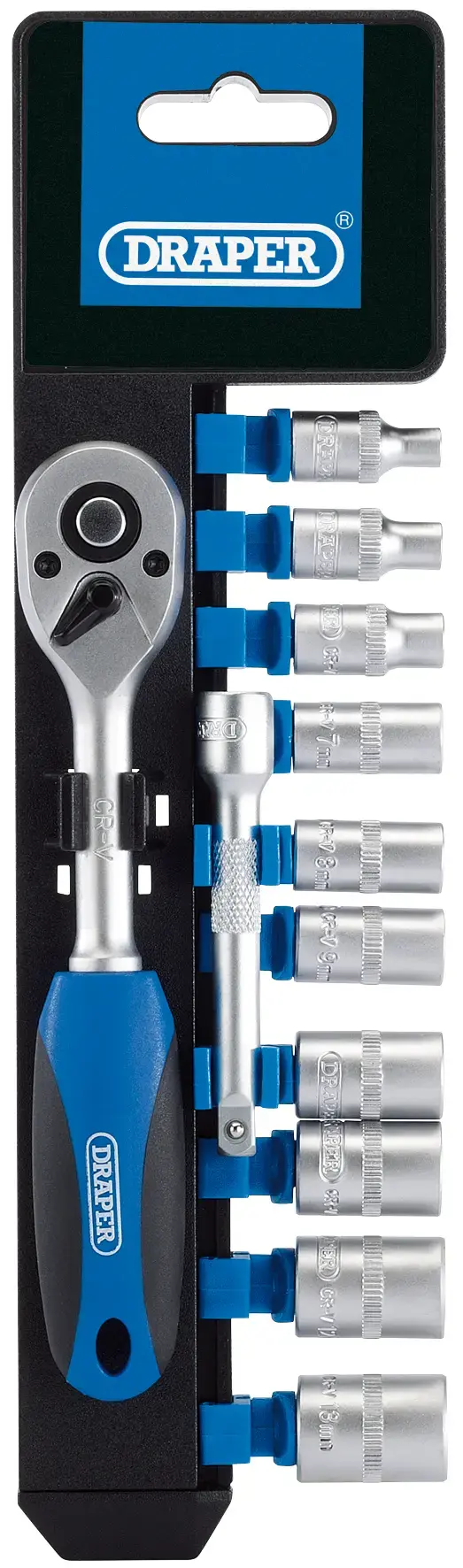 Draper Metric Socket and Ratchet Set, 1/4" Sq. Dr. (12 Piece)