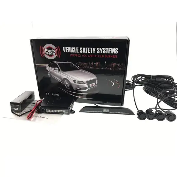 Park Safe 4pc Flat Mount Parking Sensor Kit With LED Display (Front) - Gloss Black
