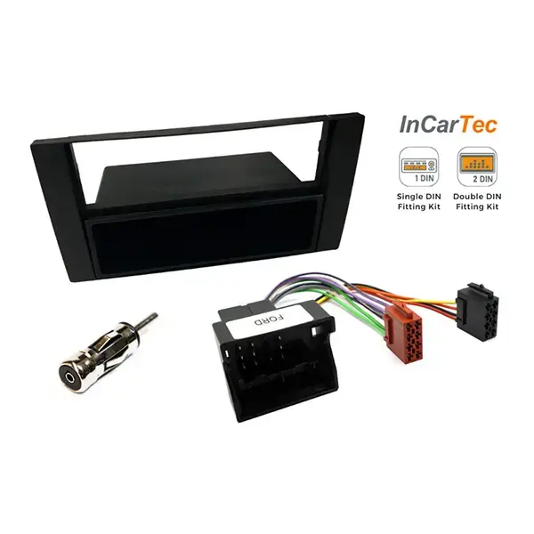 null Ford (2002 Onwards) Single DIN car stereo upgrade fitting kit (WITHOUT SWC/ SQUARE RADIO) MATT BLACK