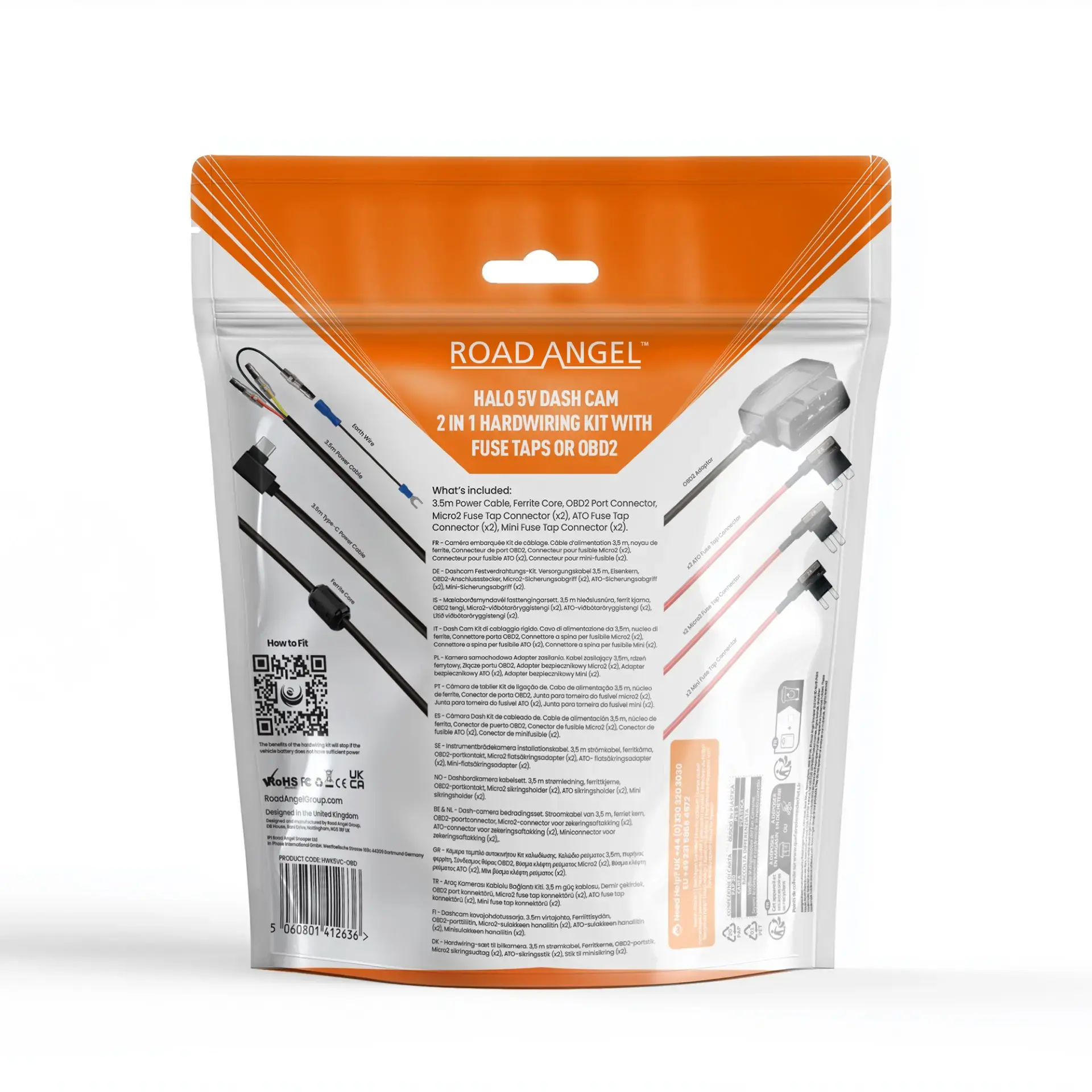 Road Angel Halo Drive 2 Dash Cam – 1440p + NEW HWK5VC2-ODB Hardwire Kit & 64GB SD