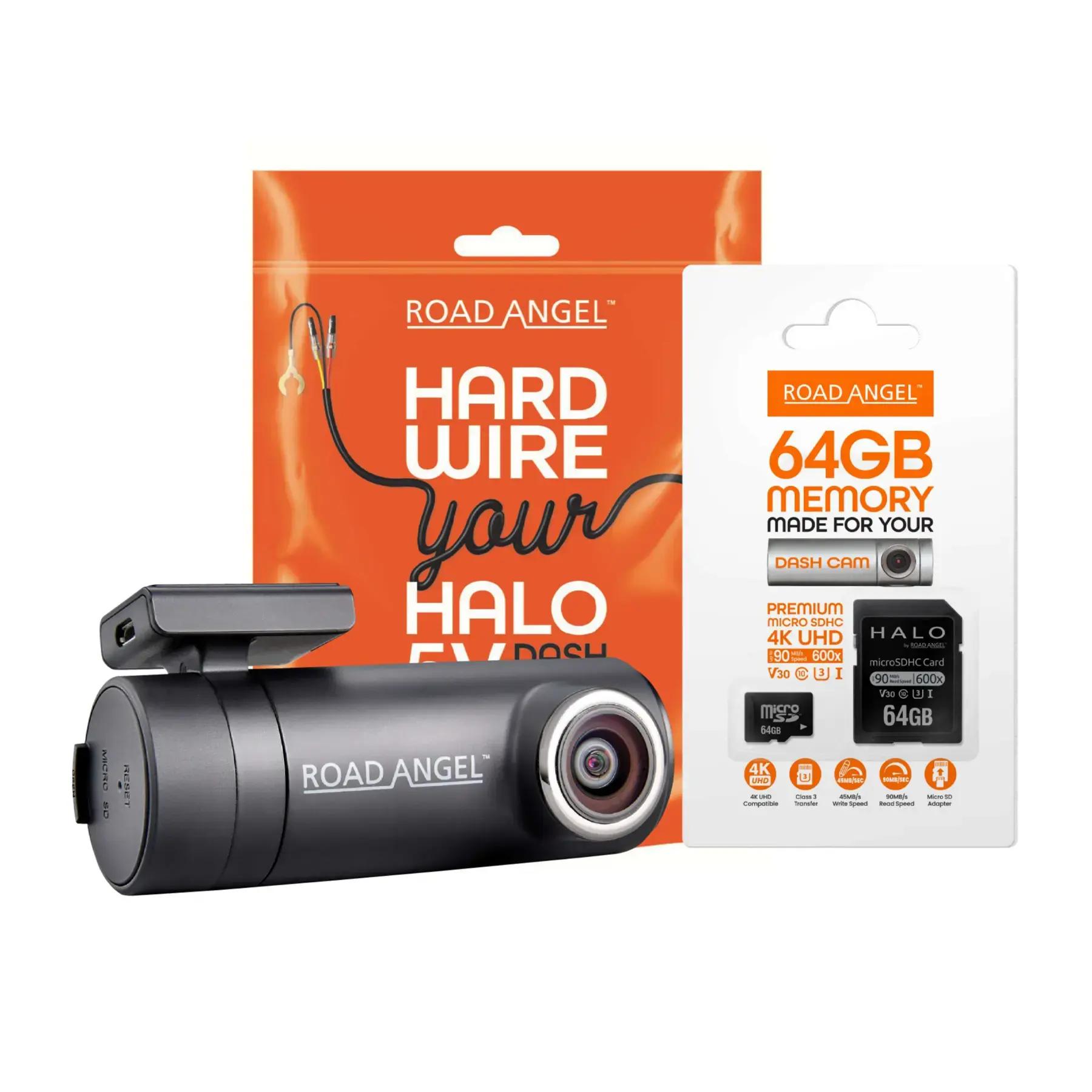 Road Angel Halo Drive 2 Dash Cam – 1440p + NEW HWK5VC2-ODB Hardwire Kit & 64GB SD