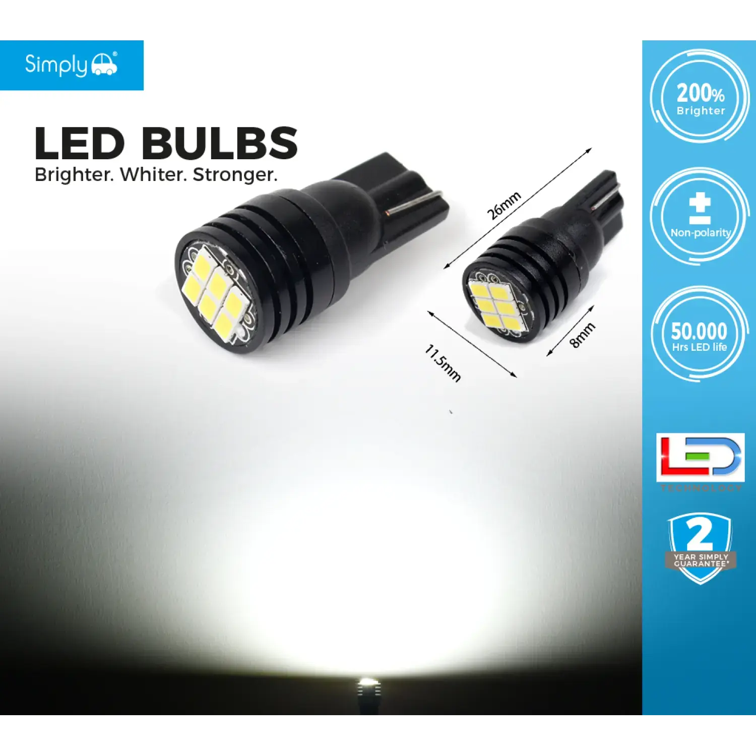 Simply SIMPLY 501 6LED WHITE CANBUS TWIN PACK