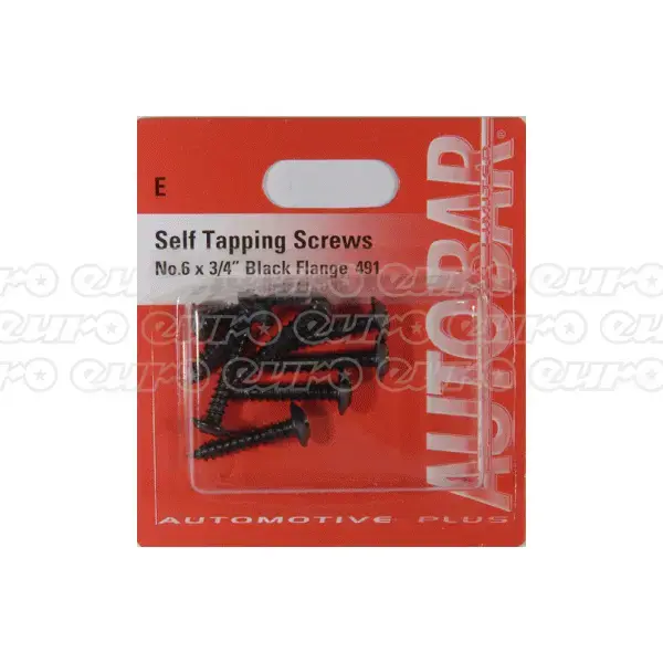 Self Tapper Screw Black Flange Pack of 6 - 3/4