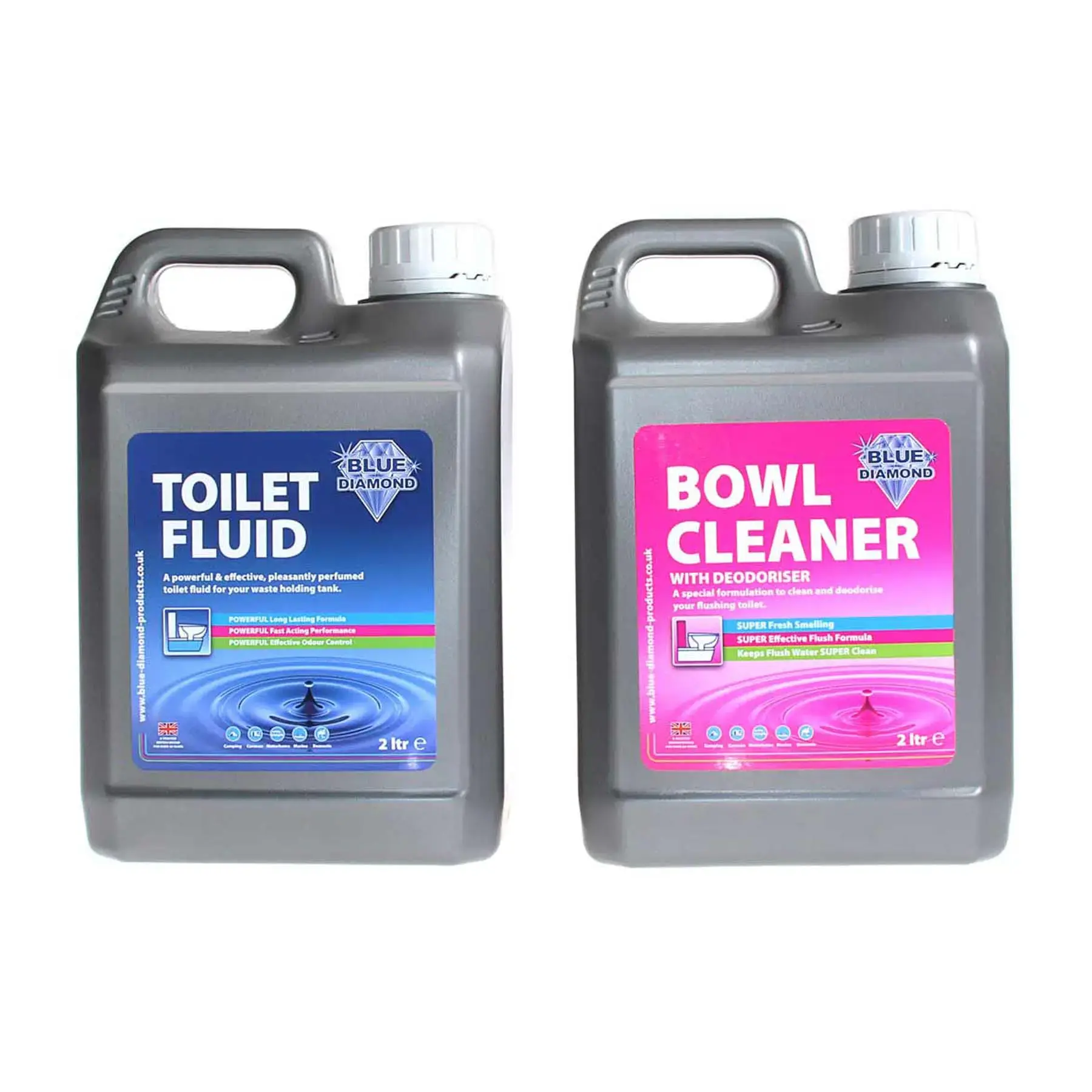 Blue Diamond Double Pack Toilet Fluid Blue & Bowl Cleaner Pink 2L+2L