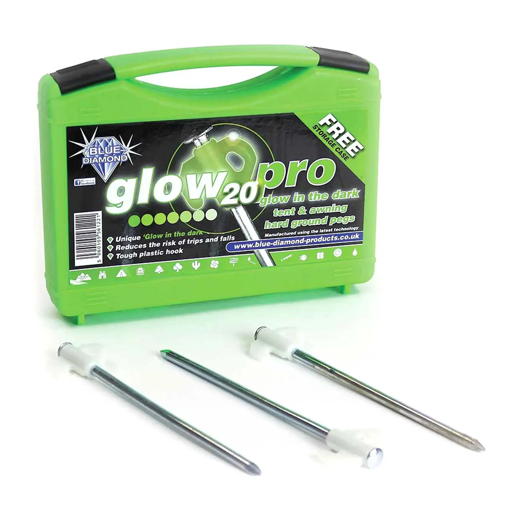 Blue Diamond Glow Pro Tent Pegs Case of 20