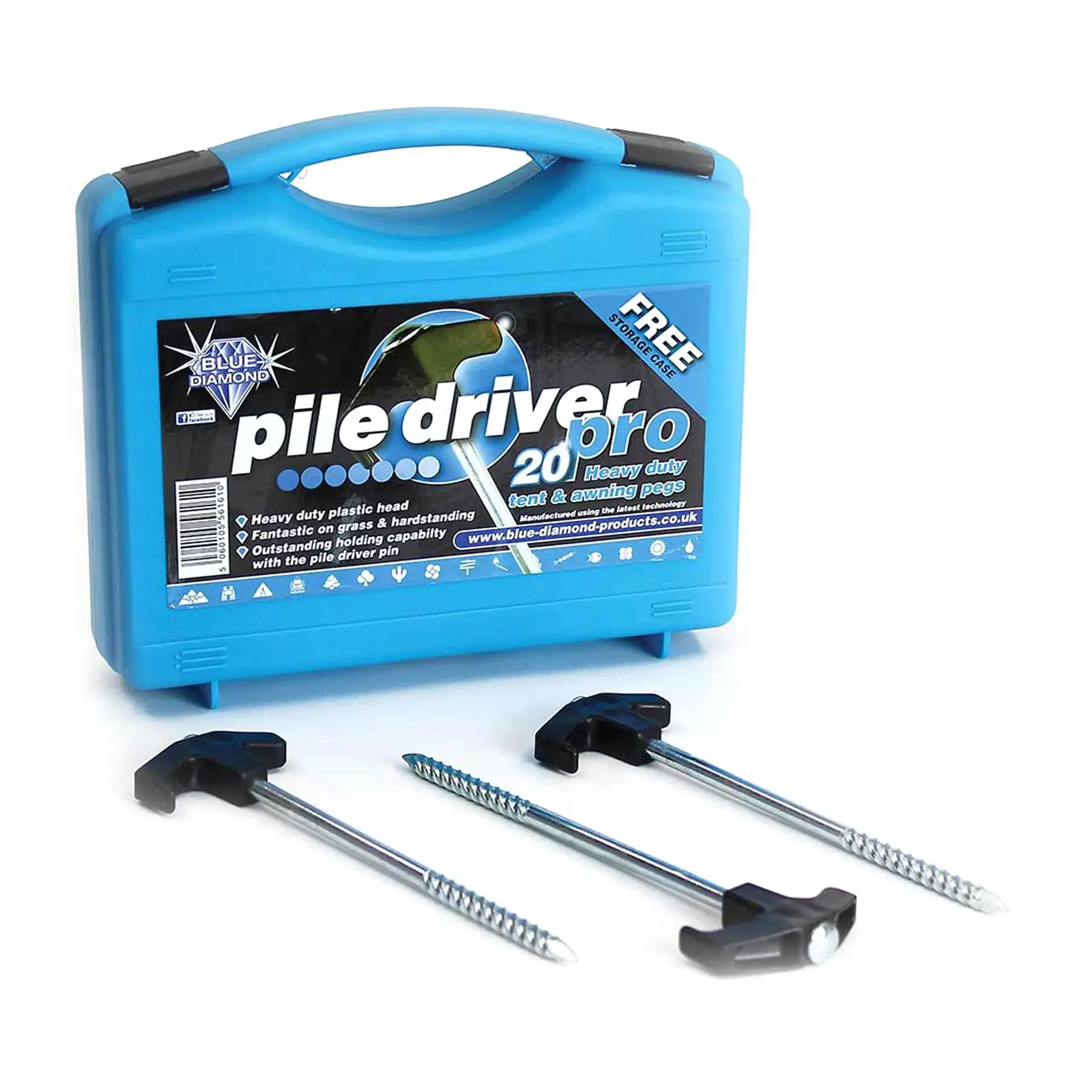 Blue Diamond Pile Drive Pro Tent Pegs Case of 20