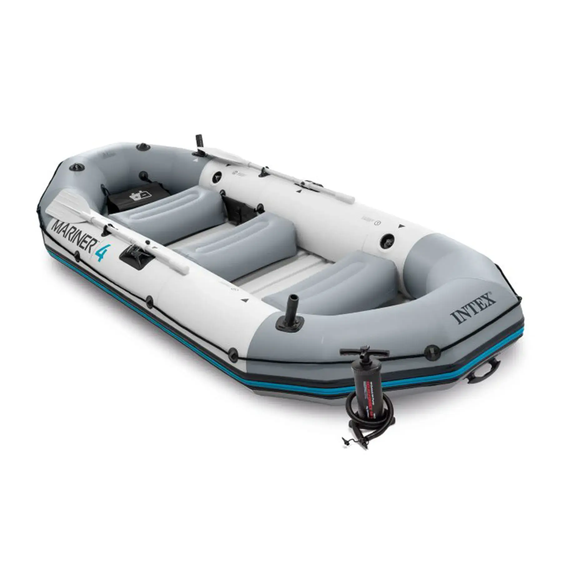 Intex Mariner 4 Inflatable Dinghy 4 Person Boat with Paddles and Pump