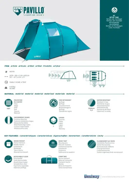 Bestway Pavillo™ Family Dome Tent 400X255X180