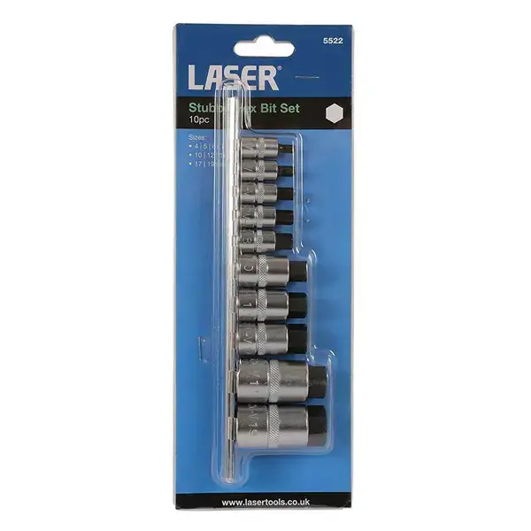 Laser 5522 Hex Socket Bit Set 1/4"D, 3/8"D, 1/2"D 10pc