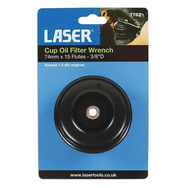 Laser 7782 Oil Filter Wrench 3/8"D - 74mm x 15 Flutes
