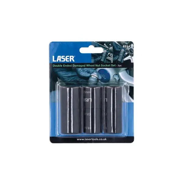 Laser 8214 Double Ended Damaged Wheel Nut Socket Set 3pc