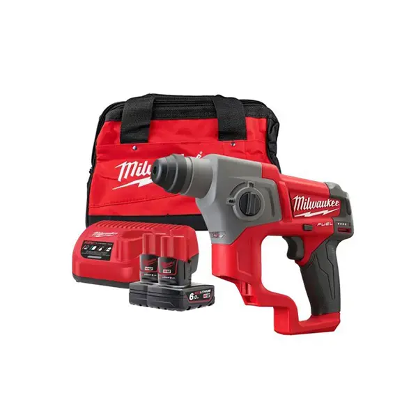 Milwaukee M12 FUEL  Compact SDS 2 Mode Hammer (2 x 6.0ah Li-ion batteries, charger, BMC)