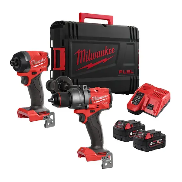 Milwaukee M18FPP2A3-502X FUEL Power Pack - M18 Percussion Drill + M18 1/4" Hex Driver