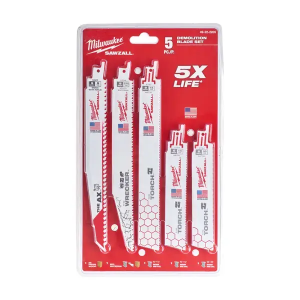 MILWAUKEE Sawzall 5 Piece Blade Set  For Metal and Wood