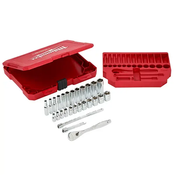 Milwaukee 1/4” Drive 28pc Ratchet & Socket Set -Metric