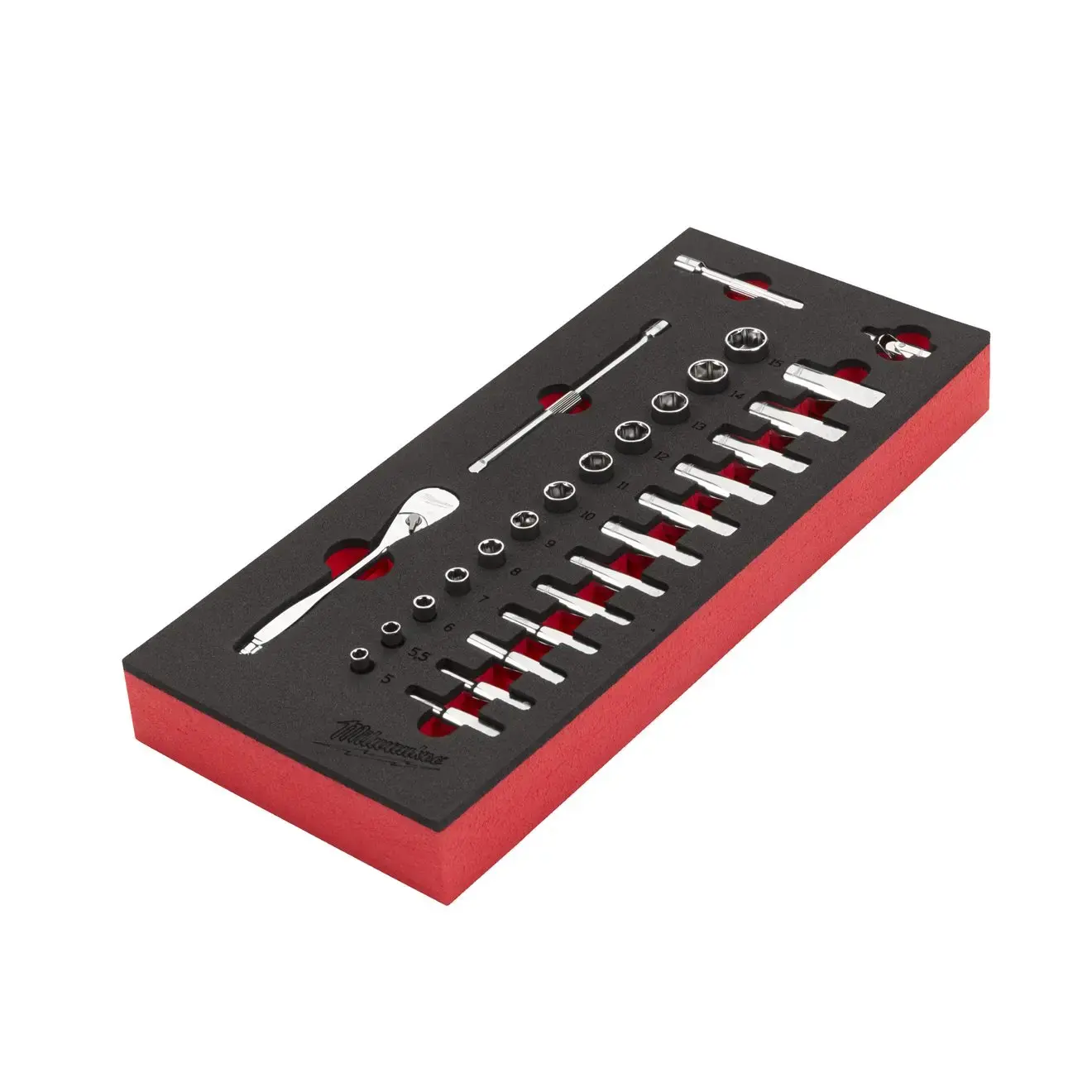 Milwaukee 1/4in Ratchet and Socket Set Foam Insert - 28pc