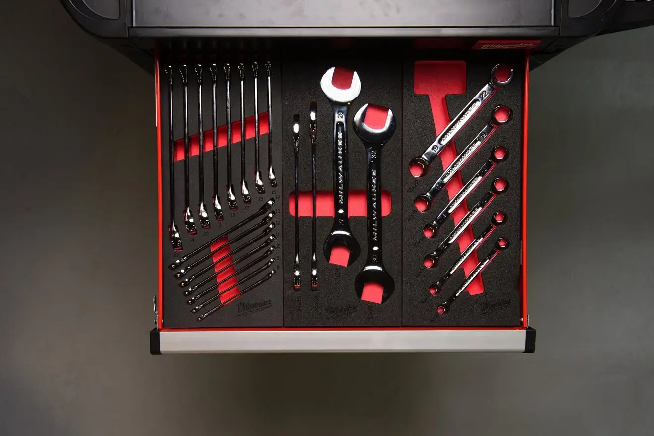 Milwaukee MAX BITE Ratcheting Combination Spanner Set Foam Insert - 15pc