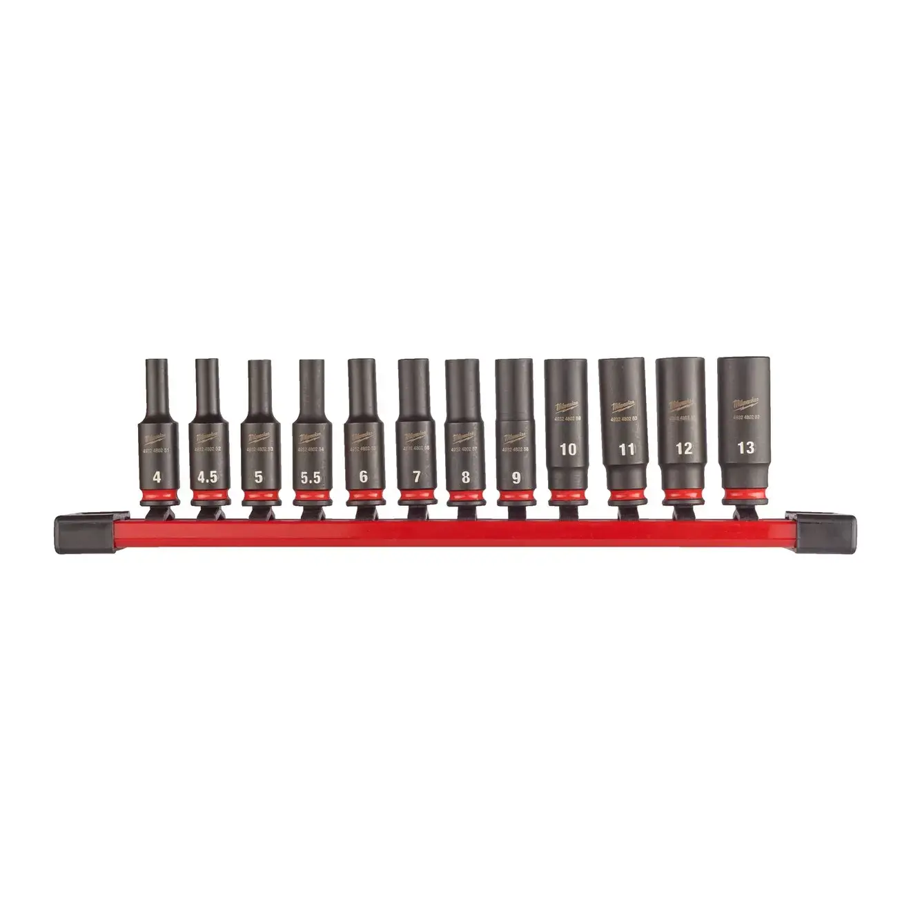 Milwaukee 1/4in Drive SHOCKWAVE IMPACT DUTY Socket Rail Set 12pc