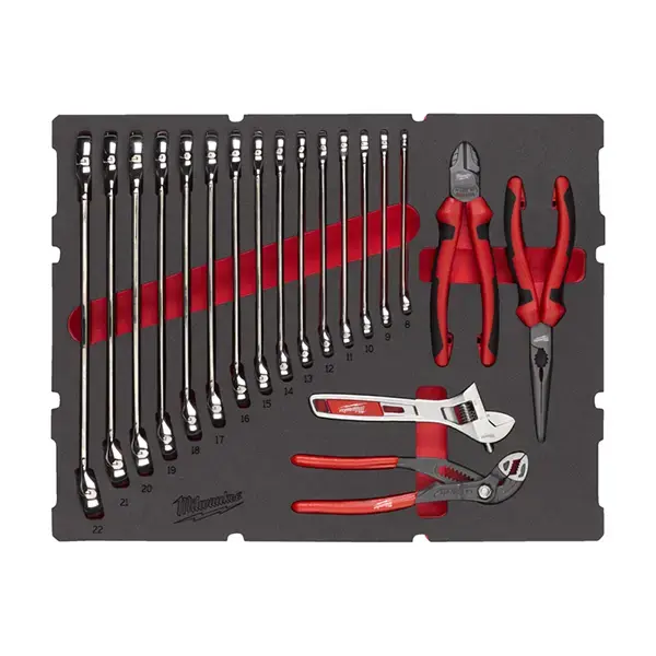 Milwaukee MAX BITE Spanner & Plier Set PACKOUT Foam Insert 19pcs