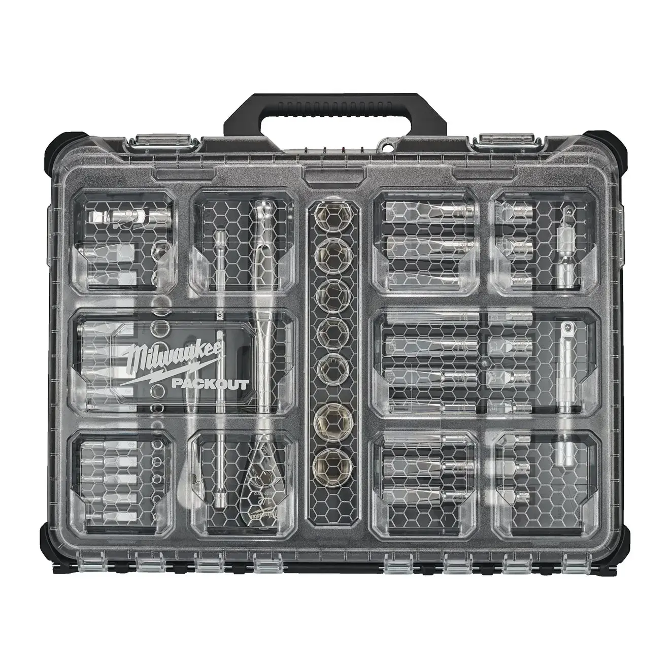 Milwaukee PACKOUT 1/4" & 1/2" 63Pc Ratchet & Socket Set
