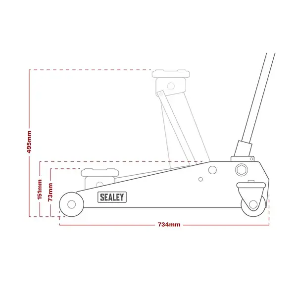 Sealey Low Profile Rocket Lift Trolley Jack 2.25 Tonne - Green