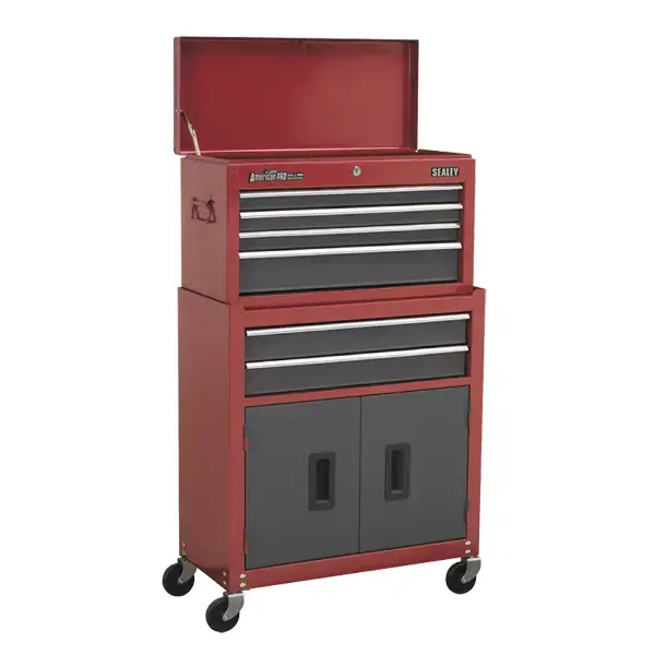 Sealey AP2200BB Topchest & Rollcab Combination 6 Drawer with Ball Bearing Slides - Red/