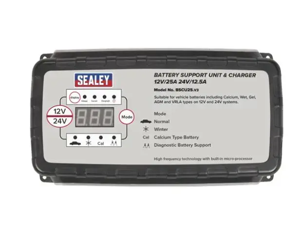 Sealey BSCU25 Battery Support Unit & Charger 12V-25A/24V-12.5A