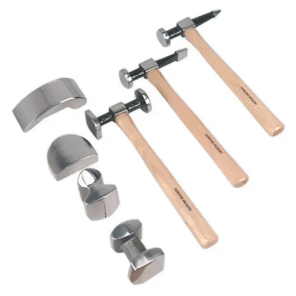 Sealey Drop-Forged Panel Beating Set with Hickory Shafts 7pc