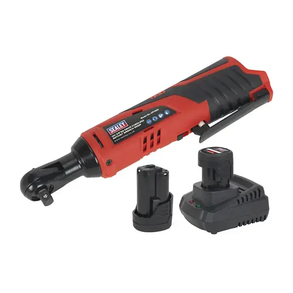 Sealey SV12 Series 3/8"Sq Drive Cordless Ratchet Wrench Kit 12V 2Ah - 2 Batteries
