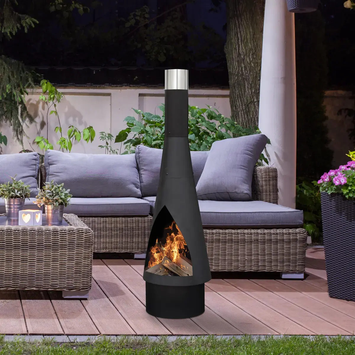 Sealey Dellonda Outdoor Chiminear - Black Steel