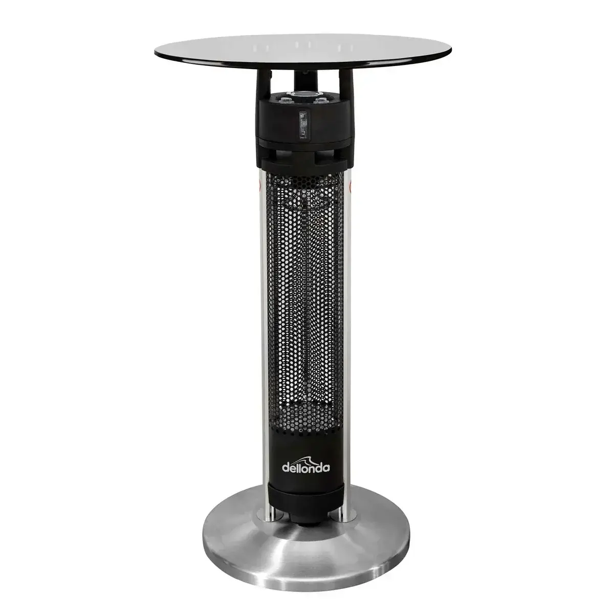 Dellonda 95cm Bistro Bar Table with 1600W Patio Heater Black/Stainless Steel