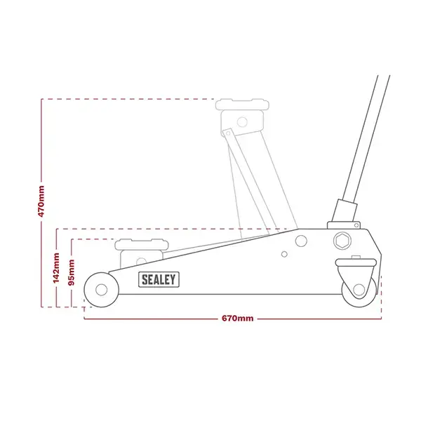 Sealey Aluminium/Steel Trolley Jack with Rocket Lift 2.5 Tonne