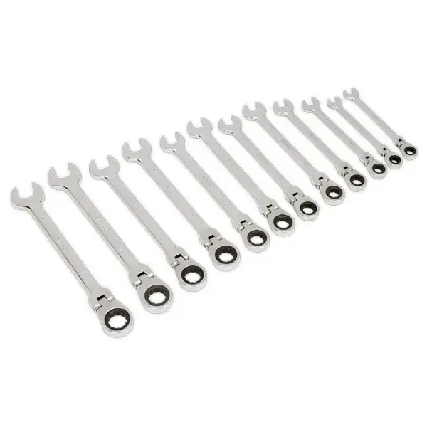 Siegen S0635 Flexible Head Ratchet Combination Spanner Set 12pc Metric