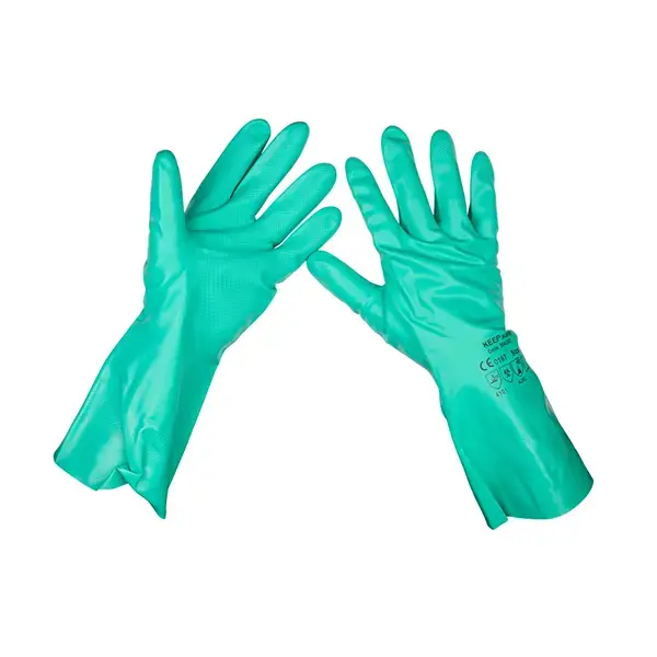 Sealey SSP34 Nitrile Gauntlets for use with Thinners 355mm Cuffed Pair