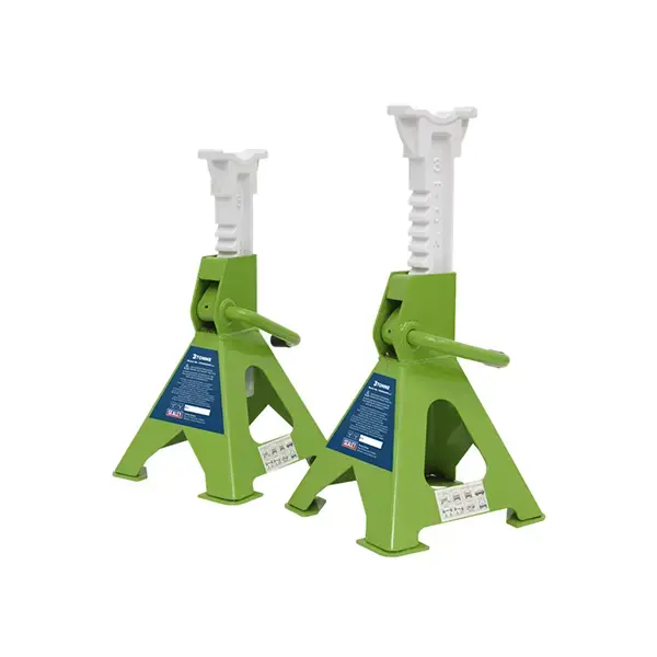 Sealey Ratchet Type Axle Stands (Pair) 3 Tonne Capacity per Stand - Hi-Vis Green
