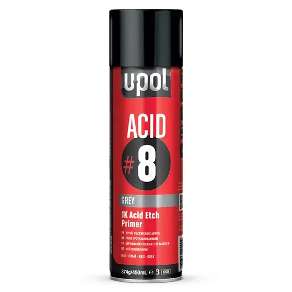 U-POL ACID#8 1K Acid Etch Primer Grey Aerosol 450ml