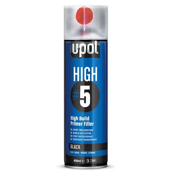 U-POL HIGH#5 High Build Primer Filler Black Aerosol 450ml