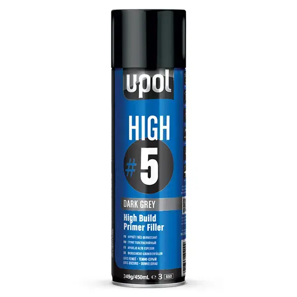 U-POL HIGH#5 High Build Primer Filler Dark Grey Aerosol 450ml
