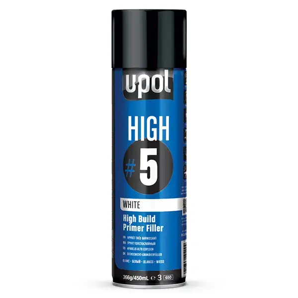 U-POL HIGH#5 High Build Primer Filler White Aerosol 450ml